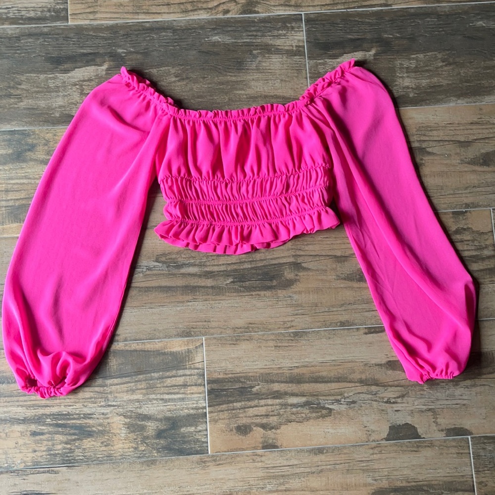 Forever 21 hot pink milkmaid crop
